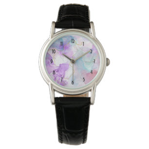 Paarse, groene, roze stromende kleuren legant horloge