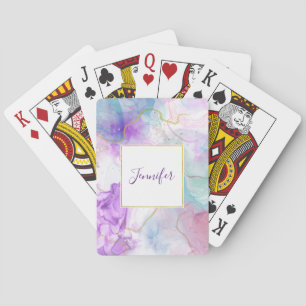 Paarse, groene, roze stromende kleuren legant pokerkaarten