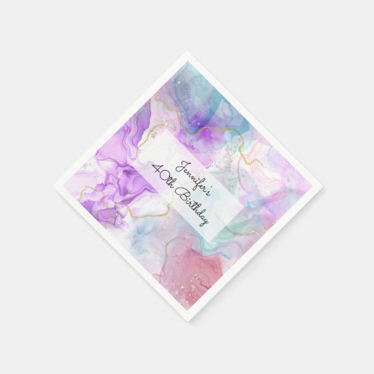 Paarse, groene, roze stromende kleuren legant servet (Hoek)