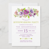 Paarse groene rustieke boho bloemenhousewarming pa kaart (Voorkant)