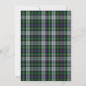 Paarse Groene Tartan Thistle Evening Weddenschap Kaart (Achterkant)