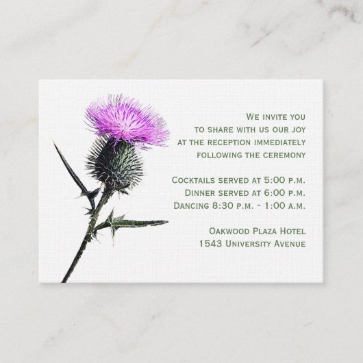 Paarse, groene Thistle Reception Enclosure Kaart (Voorkant)