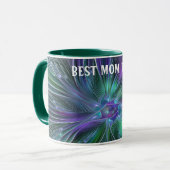 Paarse groene ventilator Abstracte kunst Fractal B Mok (Voorkant links)