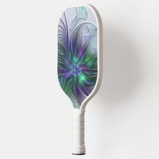 Paarse groene ventilator moderne Abstracte kunstIn Pickleball Paddle (Links)