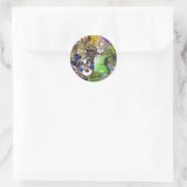 Paarse groene verjaardagsmasker ronde sticker (Tas)