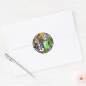 Paarse groene verjaardagsmasker ronde sticker (Envelop)