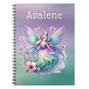 Paarse Groene Vlinder Fairy Prinses Meisjes Custom Notitieboek