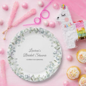 Paarse groene waterverf bloem bruiloftsborrel papieren bordje (Feest)