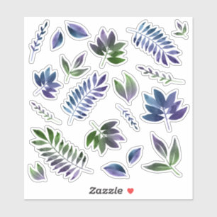 Paarse groene Waterverf Leaf Planner Stickers