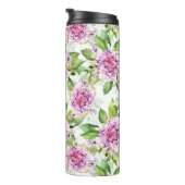 Paarse groene Waterverf Moderne Floral Thermosbeker (Geroteerd rechts)