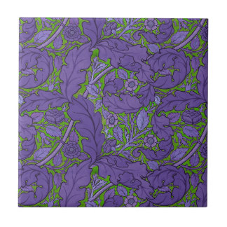 Paarse groene William Morris bloemmotief Acanthus Tegeltje
