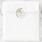 Paarse Groene Witte Bloemen Bruiloft Stickers (Tas)