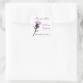 Paarse, groene, witte distel 1,5" bruiloft Sticker (Tas)