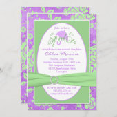 Paarse groene witte Floral Sip en zie Uitnodiging (Voorkant / Achterkant)
