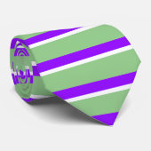 Paarse groene witte geometrische strepen stropdas (Opgerold)