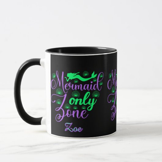 Paarse Groene Zeemeermin Script Zone Script Mok (Links)