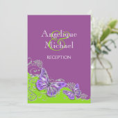 Paarse groene zilveren verloving kaart (Staand voorkant)