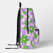 Paarse Groovy Daisy Floral Checkerboard Bedrukte Rugzak (Links)