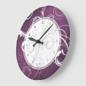 Paarse Grunge Damask Elegant Swirls Grote Klok (Hoek)