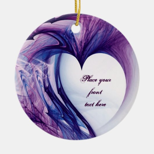 Paarse Grunge Heart Keramisch Ornament (Voorkant)
