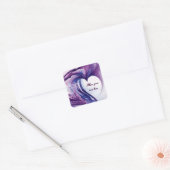 Paarse Grunge Heart Vierkante Sticker (Envelop)