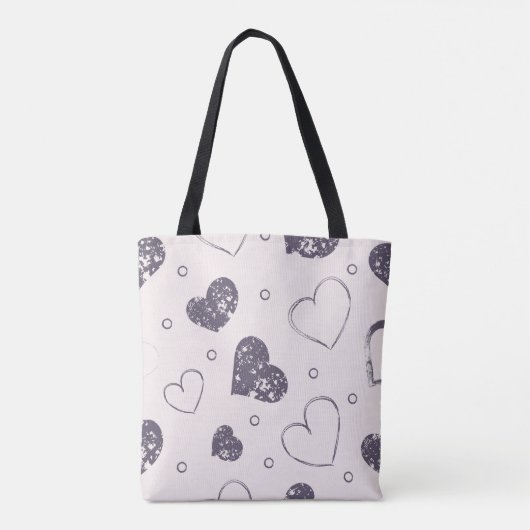 Paarse Grunge Hearts Canvas tas (Achterkant)
