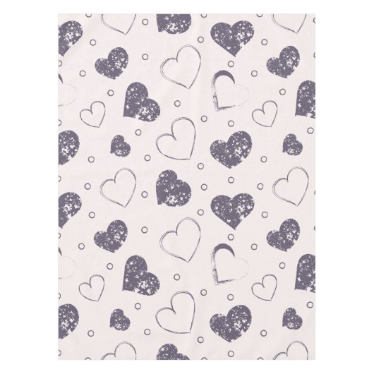 Paarse Grunge Hearts Tafelkleed (Voorkant)