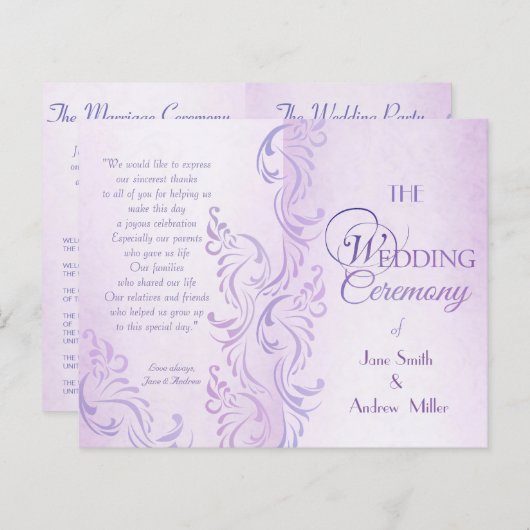 Paarse grungy Wedding-programma's (Voorkant / Achterkant)