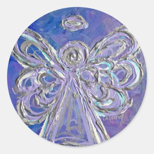 Paarse Guardian Angel Art Decal Stickers (Voorkant)