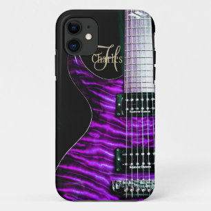 Paarse Guitar Monogram iPhone Case