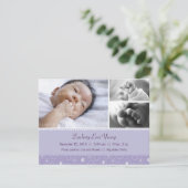 Paarse gumdrop Birth Aankondiging (Staand voorkant)