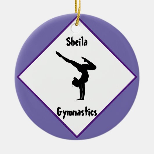 Paarse gymnastiek Gepersonaliseerd Keramisch Ornament (Voorkant)