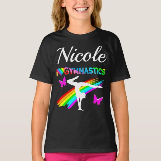  PAARSE GYMNASTIEK MEISJE ONTWERP T-SHIRT (Voorkant)