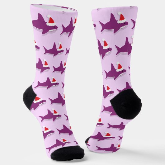 Paarse haai kerstmuts sokken (Gebogen)