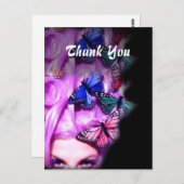 Paarse haar vlinder dame dank u Briefkaarten (Voorkant / Achterkant)
