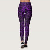 Paarse Halloween Damask Leggings (Achterkant)