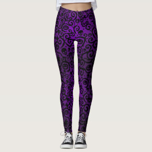 Paarse Halloween Damask Leggings