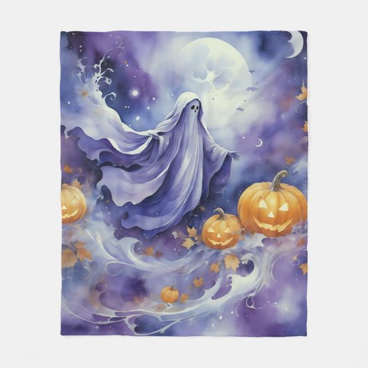 Paarse Halloween Fleece Deken (Voorkant)
