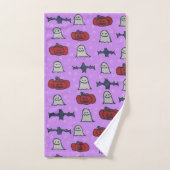 Paarse Halloween Fun Print Bad Handdoek (Handdoek)