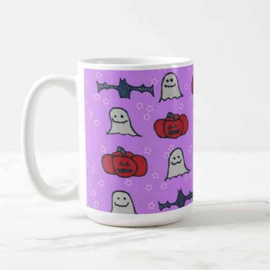 Paarse Halloween Fun Print Koffiemok (Links)