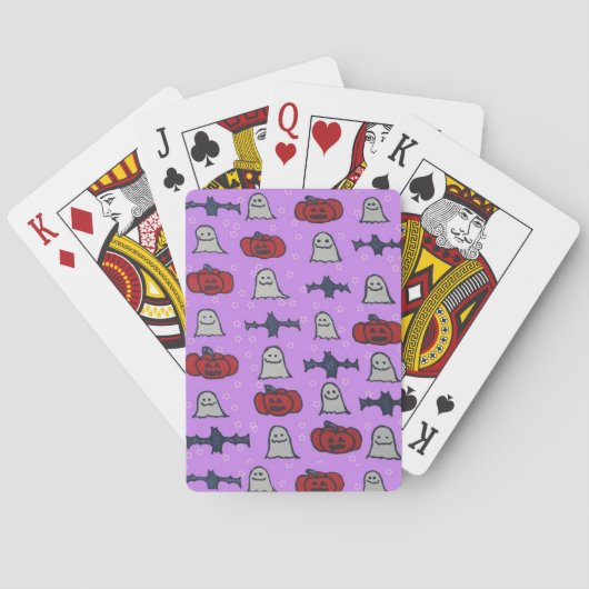 Paarse Halloween Fun Print Pokerkaarten (Achterkant)