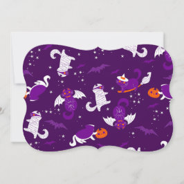 paarse halloween katten mummie vampier vleermuis h kaart