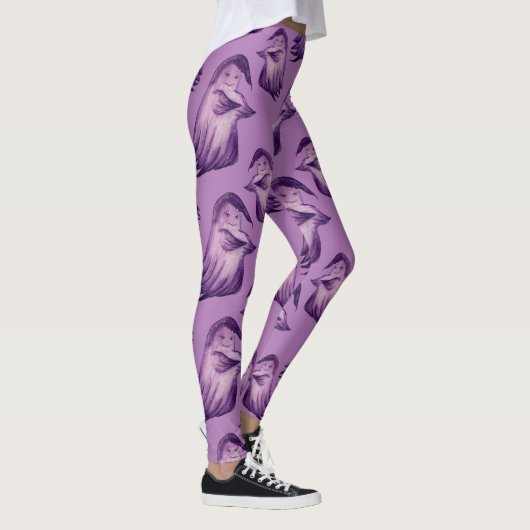 Paarse Halloween Leggings - Ghosts Goblins Pattern (Rechts)