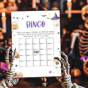 Paarse Halloween Little Boo Baby shower Bingo spel