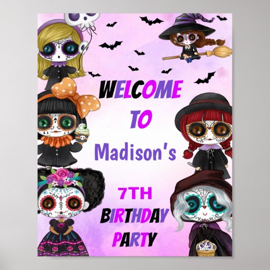 Paarse Halloween Party Signs Poster (Voorkant)
