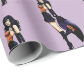 Paarse Halloween Schattigee heks Cadeaupapier (Rol Hoek)