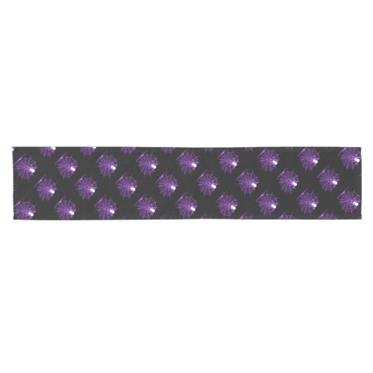 Paarse Halloween Spider Web Table Runner Korte Tafelloper (Horizontaal)