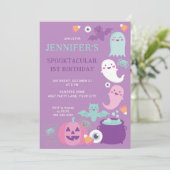 PAARSE HALLOWEEN SPOOKTACULAIR VERJAARDAGSFEEST KAART (Staand voorkant)