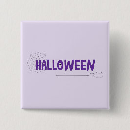 Paarse Halloween-vibes met grillig bezemontwerp Vierkante Button 5,1 Cm