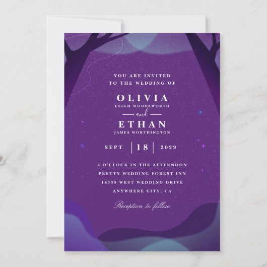 paarse Halloween Wedding Invitations Kaart (Voorkant)